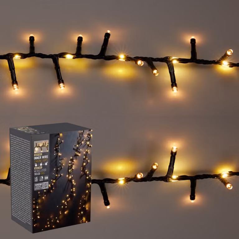 Catena luminosa a grappolo LED bianco caldo, 710 LED, cavo nero, interno/esterno, 13 m