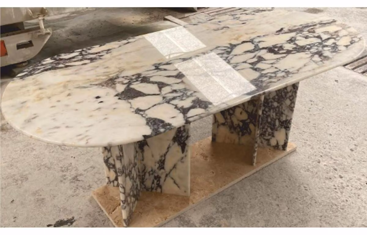 Casa Padrino Luxury Marble Dining Table Cream White / Purple 200 x 90 x H. 76 cm - Mobili da pranzo in marmo
