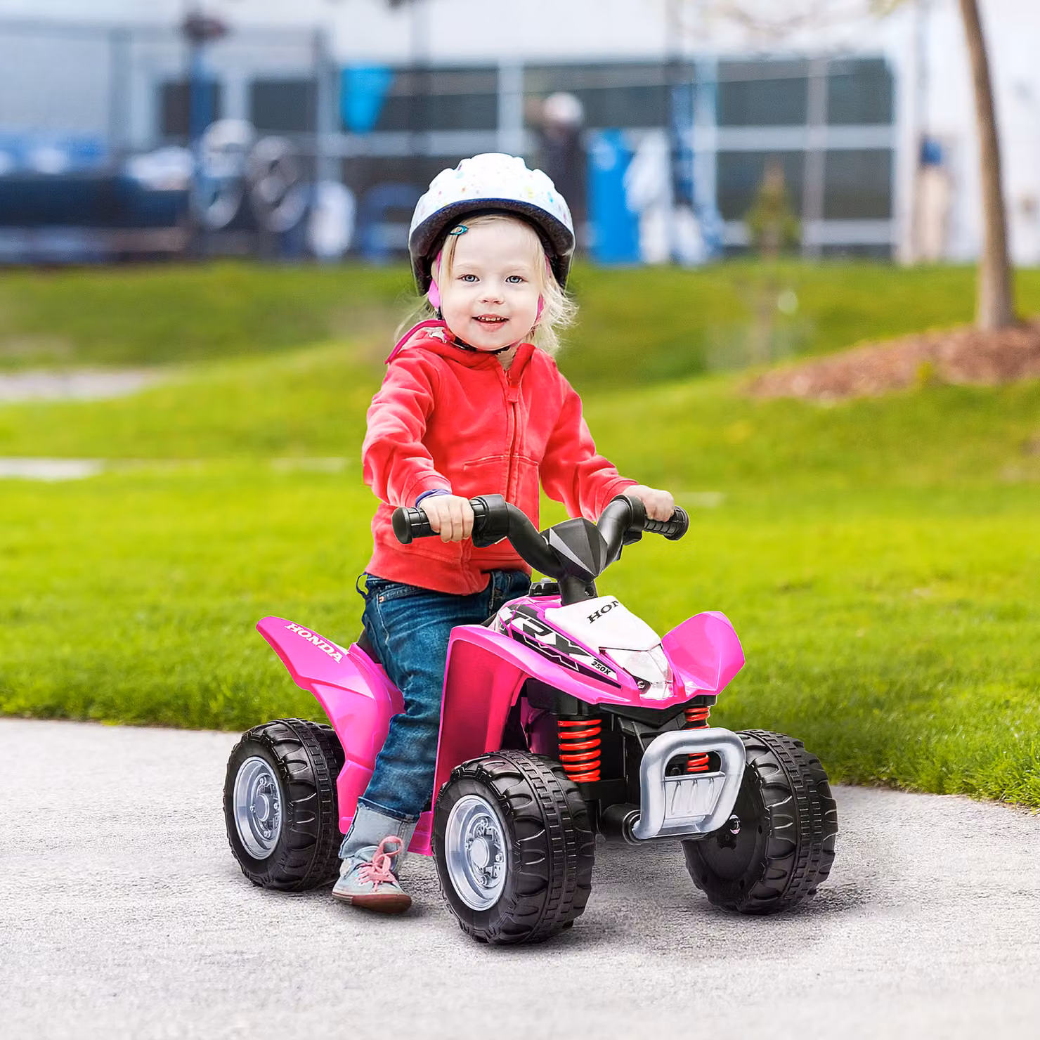 AIYAPLAY Quad Elettrico per Bambini con Luci LED e Clacson, Rosa, L: 65.5 cm, P: 38.5 cm, H: 43.5 cm – 2