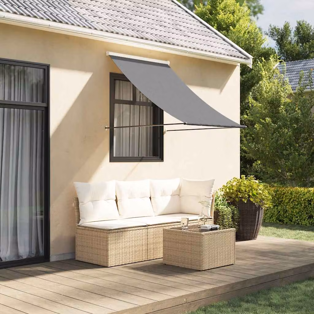 Tenda da Sole Retrattile vidaXL Antracite con Bracci a Caduta in Acciaio e Poliestere L: 150 cm, H: 100 cm