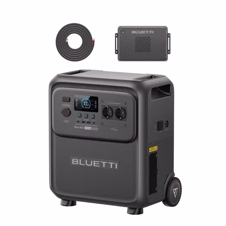 BLUETTI Elite400: stazione di ricarica portatile con Charger2,1000W, caricabatterie con alternatore, 4,2 ore per una ricarica completa tramite auto, generatore da 3840 Wh per attività all'aperto e camper