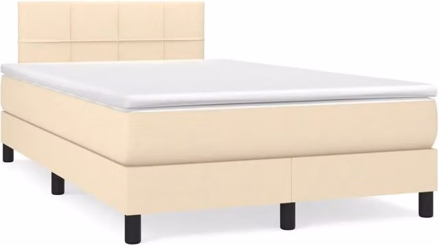 Letto a Molle con Materasso e LED Crema 120x190 cm in Tessuto 3270044