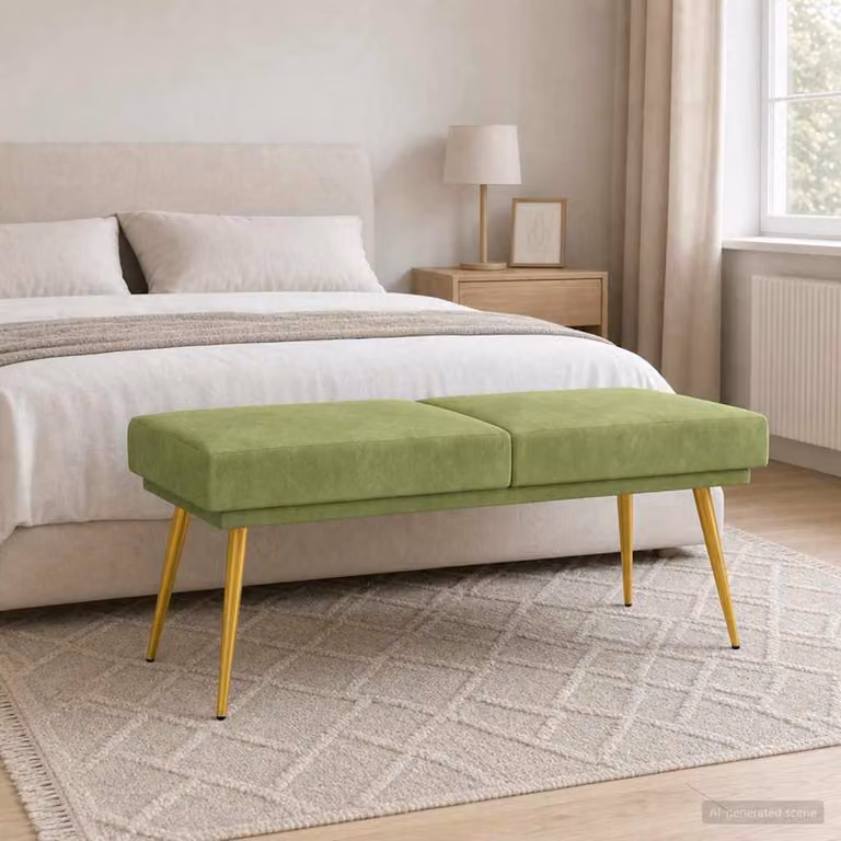 Panchina a doppio strato vidaXL in velluto verde chiaro L 120 x P 45 x H 46 cm