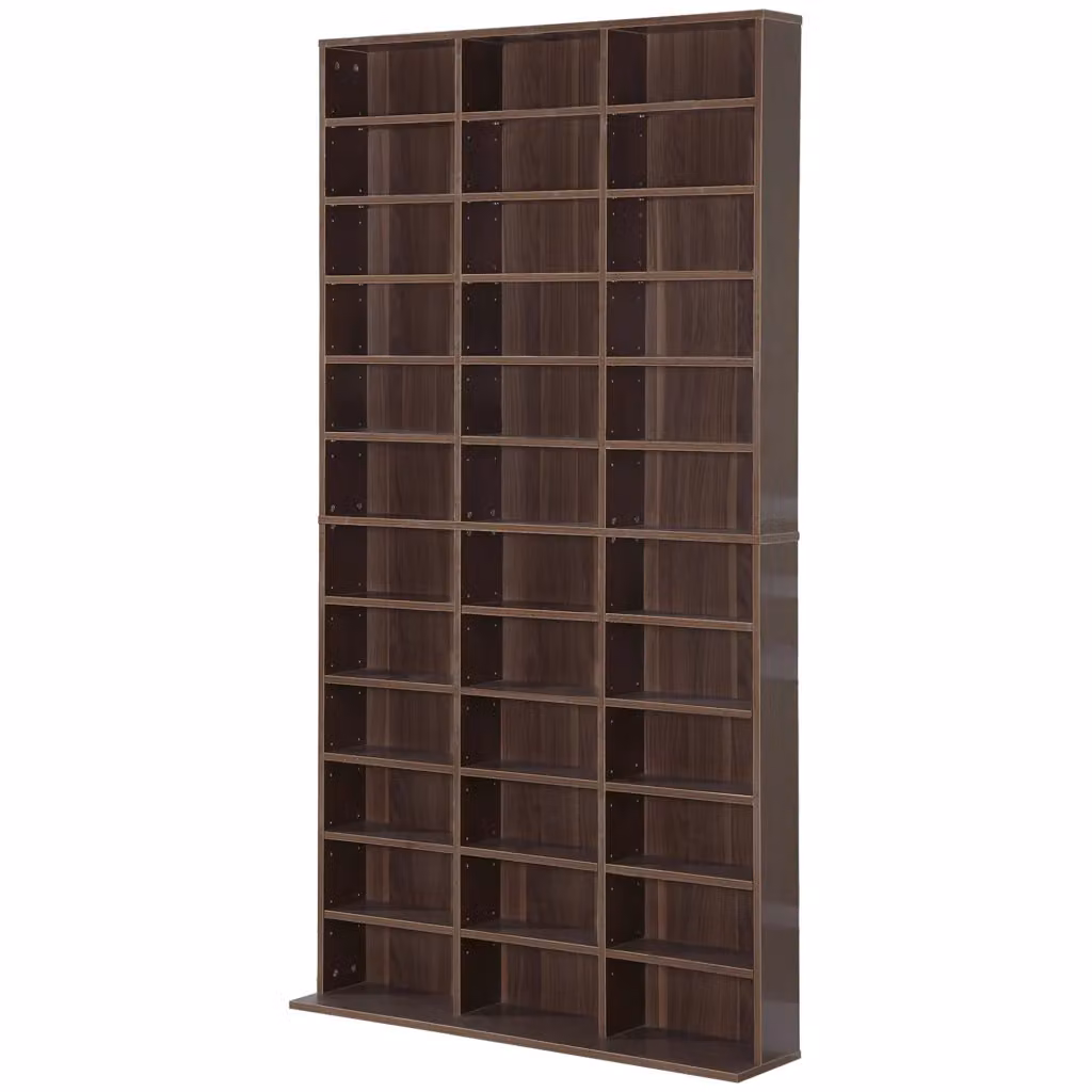 Libreria Minimal per CD e DVD Marrone con ripiani regolabili L: 102 cm, P: 23,5 cm, H: 195 cm – 2