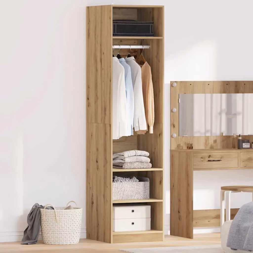 vidaXL Guardaroba in stile minimalista color rovere marrone con ante a battente e ripiani interni L/P/H: 50 x 50 x 200 cm