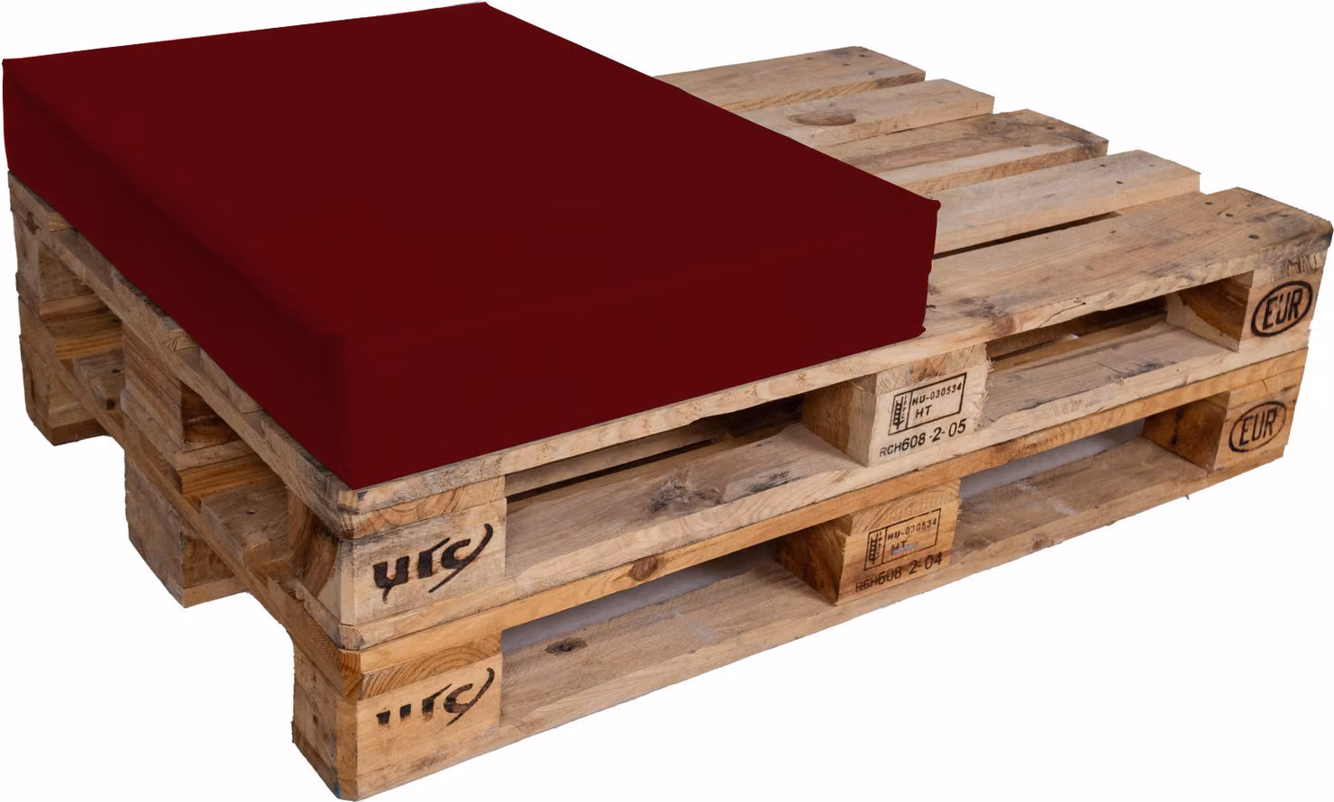 TexDeko Cuscino a metà pallet 60x80x12 cm Cuscino da salotto Imbottitura per pallet idrorepellente (bordeaux)