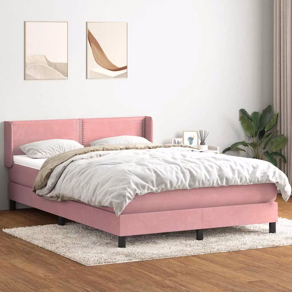 Maison Exclusive - Giroletto a Molle con Materasso Rosa 160x210 cm in Velluto