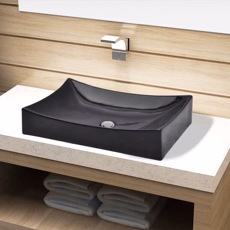 Lavabo in Vetroceramica rettangolare nero