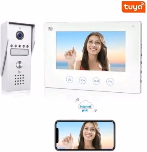 Kit Videocitofono Smart SANDASDON per Villa Monofamiliare con Monitor da 7 pollici Wireless a 2 Fili e App Smart Life Tuya Disponibile in Bianco o Nero
