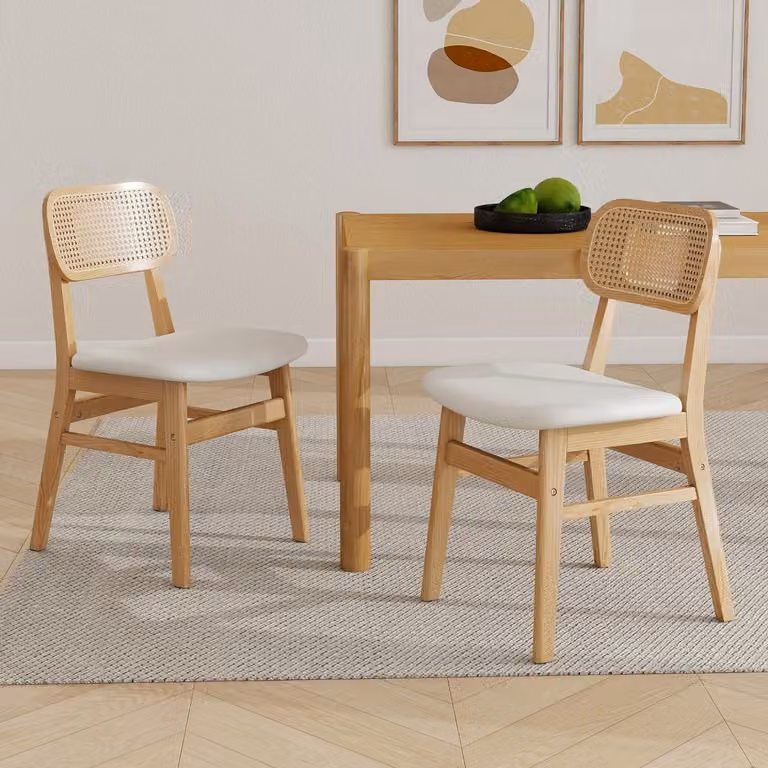 Sedie da pranzo - Sedie da cucina - Sedie a conchiglia - Sedie - Set da 2 - Schienale in rattan intrecciato
