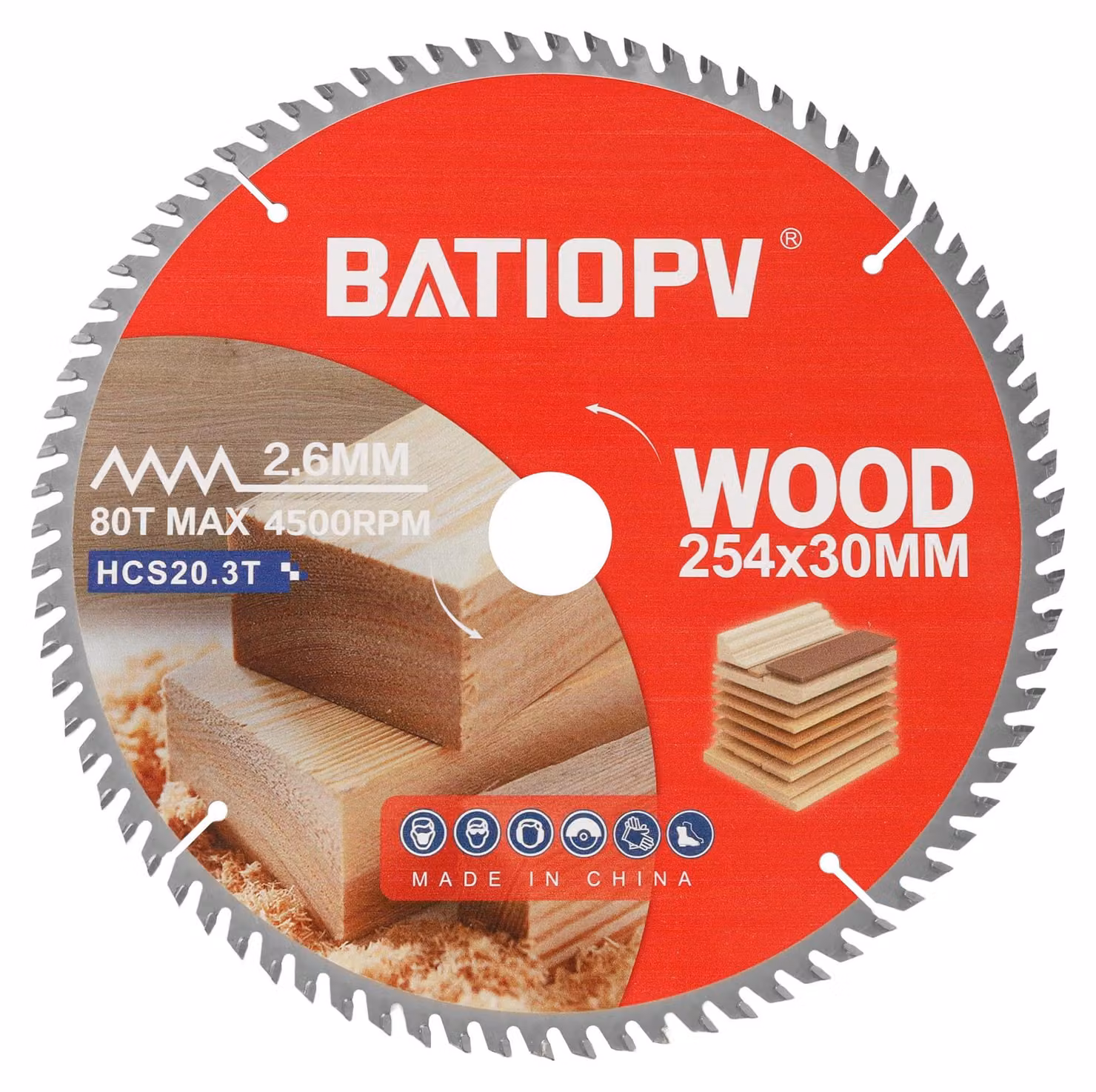Disco per sega circolare, 254 x 30 mm, con 80 denti, adatto per legno e truciolato