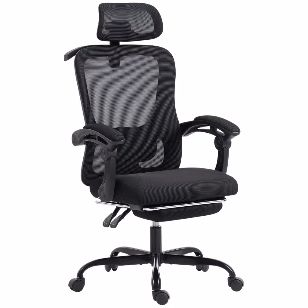 Sedia da ufficio ergonomica Xylo nera con poggiatesta regolabile e supporto lombare, L/P/H: 64 x 64 x 124 cm – 2