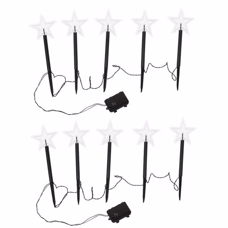 Jopassy 10x giardino spina stella 23cm bianco caldo 6/18h timer 1,6m bastoni luminosi, luci da giardino LED stelle luci di Natale decorazione giardino esterno impermeabile, luci di Natale decorazione