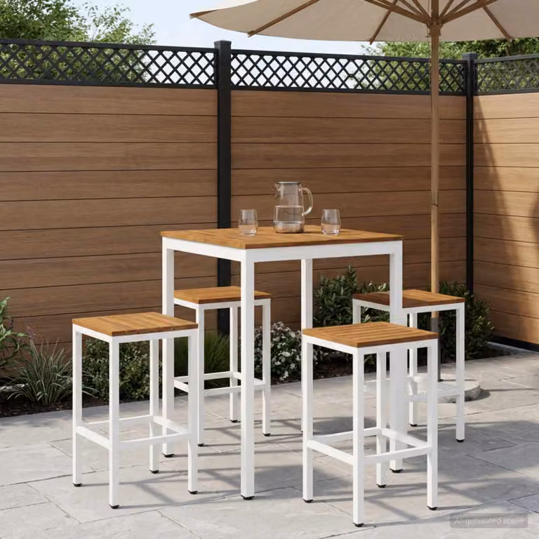 vidaXL Tavolo Bar da Giardino NAARDEN in Legno di Acacia Naturale e Bianco L/P/H: 60 x 60 x 105 cm
