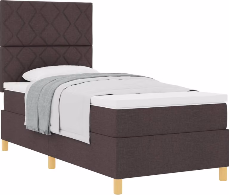 Letto a molle con materasso Marrone Scuro 100 x 200 cm Tessuto