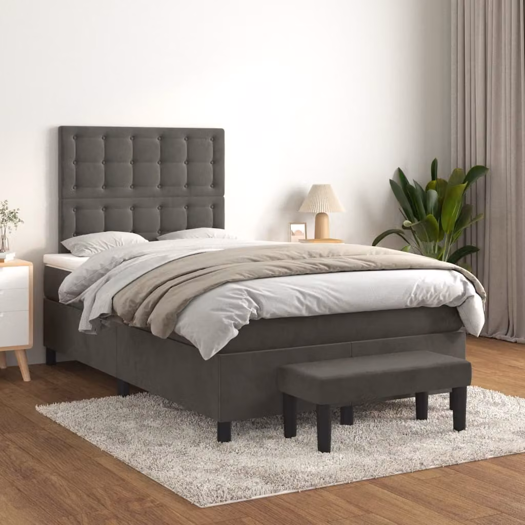 Maison Exclusive - Giroletto a Molle con Materasso Grigio Scuro 120x200 cm Velluto