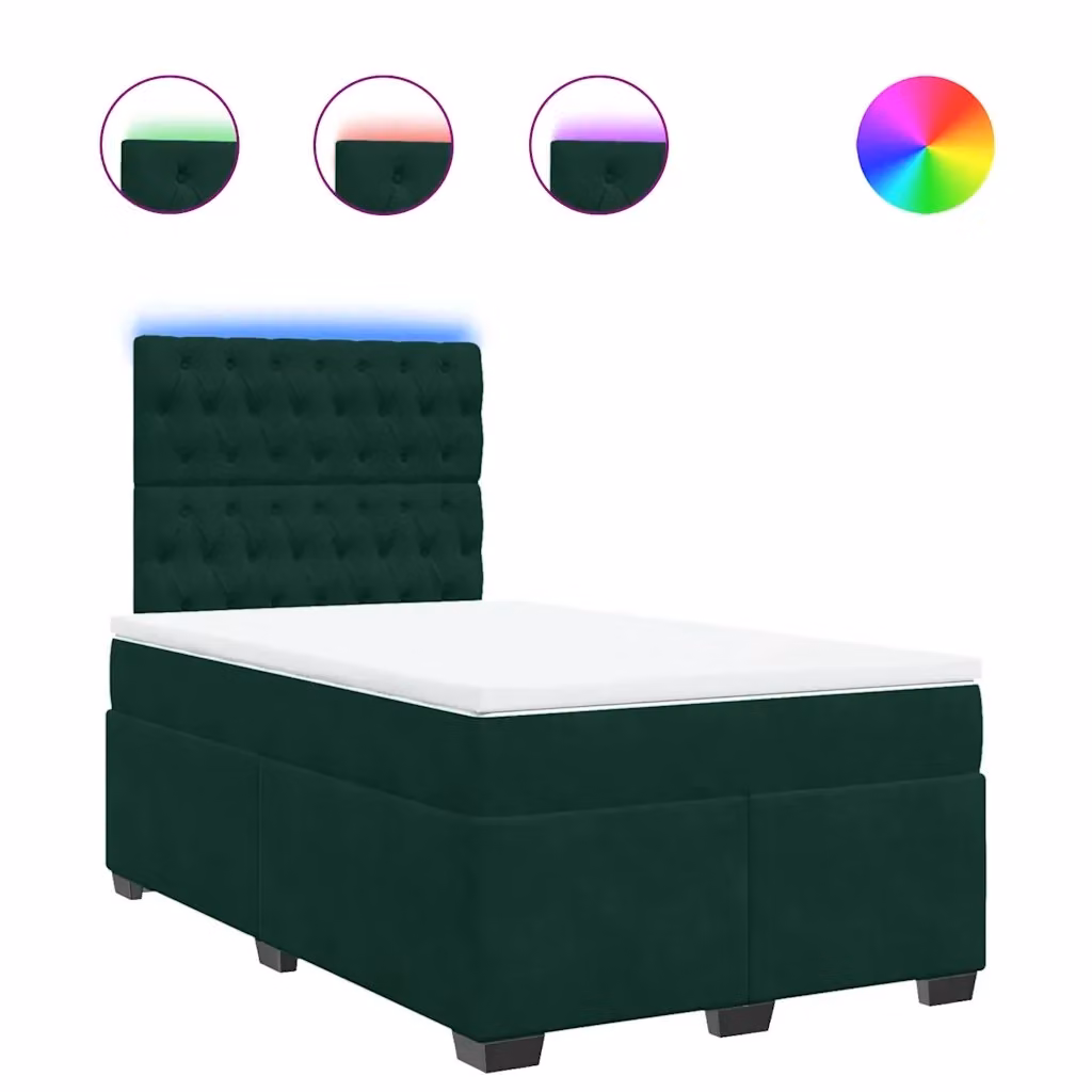 Letto Ibrido con Materasso in Velluto Verde e Bianco vidaXL L/P: 120 x 200 cm – 2