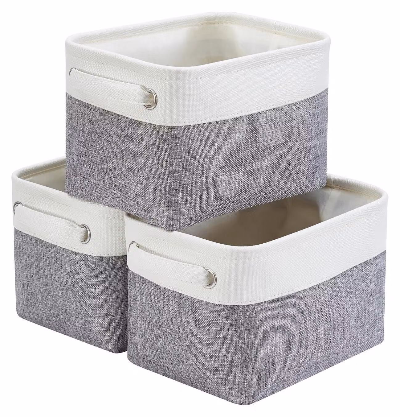 Omgoods - Set di 3 scatole pieghevoli in tela con maniglie