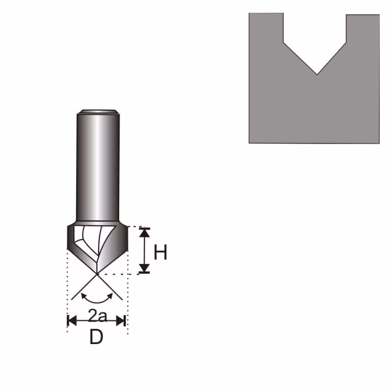 Fresa per scanalature V T8 D25,4 H25,4 mm a90st.