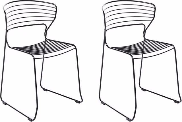 Set di 2 sedie da giardino impilabili BELIANI con base in metallo nero opaco e design moderno