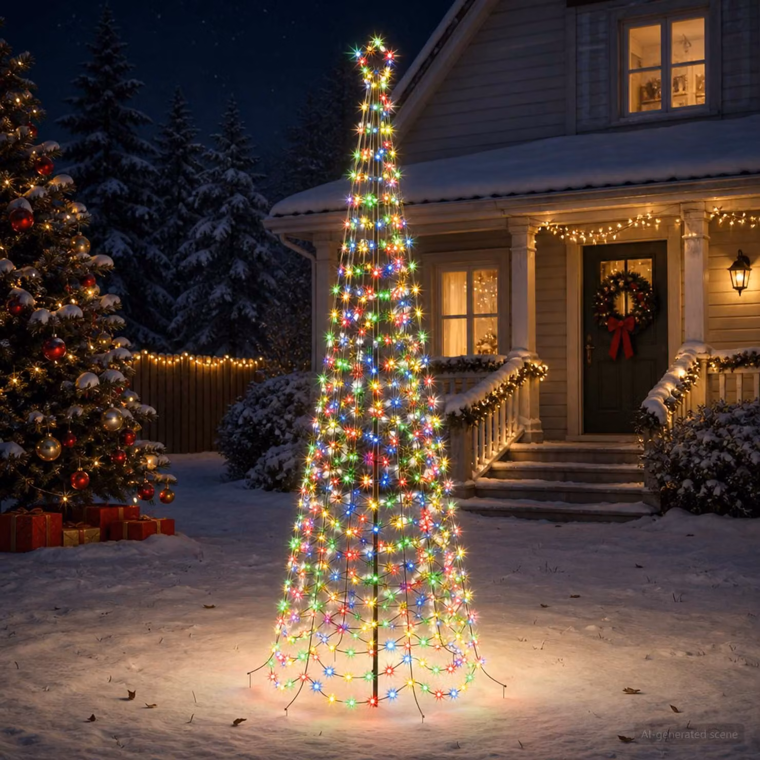 vidaXL Albero di Natale a spirale LED con picchetto EKENAS 300 cm