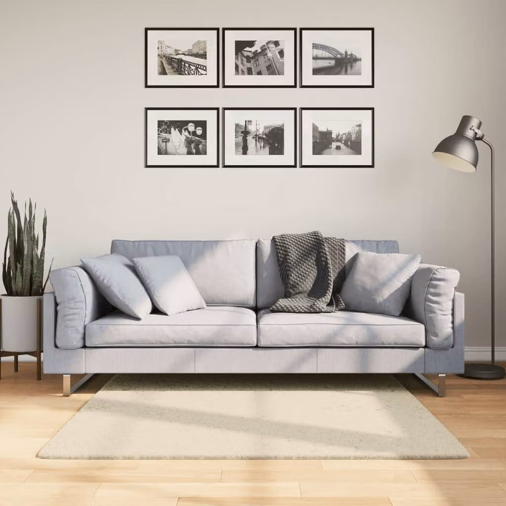 vidaXL Tappeto a Pelo Corto HUARTE Morbido e Lavabile Beige L/P: 120 x 120 cm