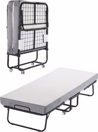 Letto Pieghevole Singolo VEVOR con Materasso in Memory Foam Bianco, Struttura in Metallo per Adulti L: 190 cm, L: 90 cm, H: 17,7 cm