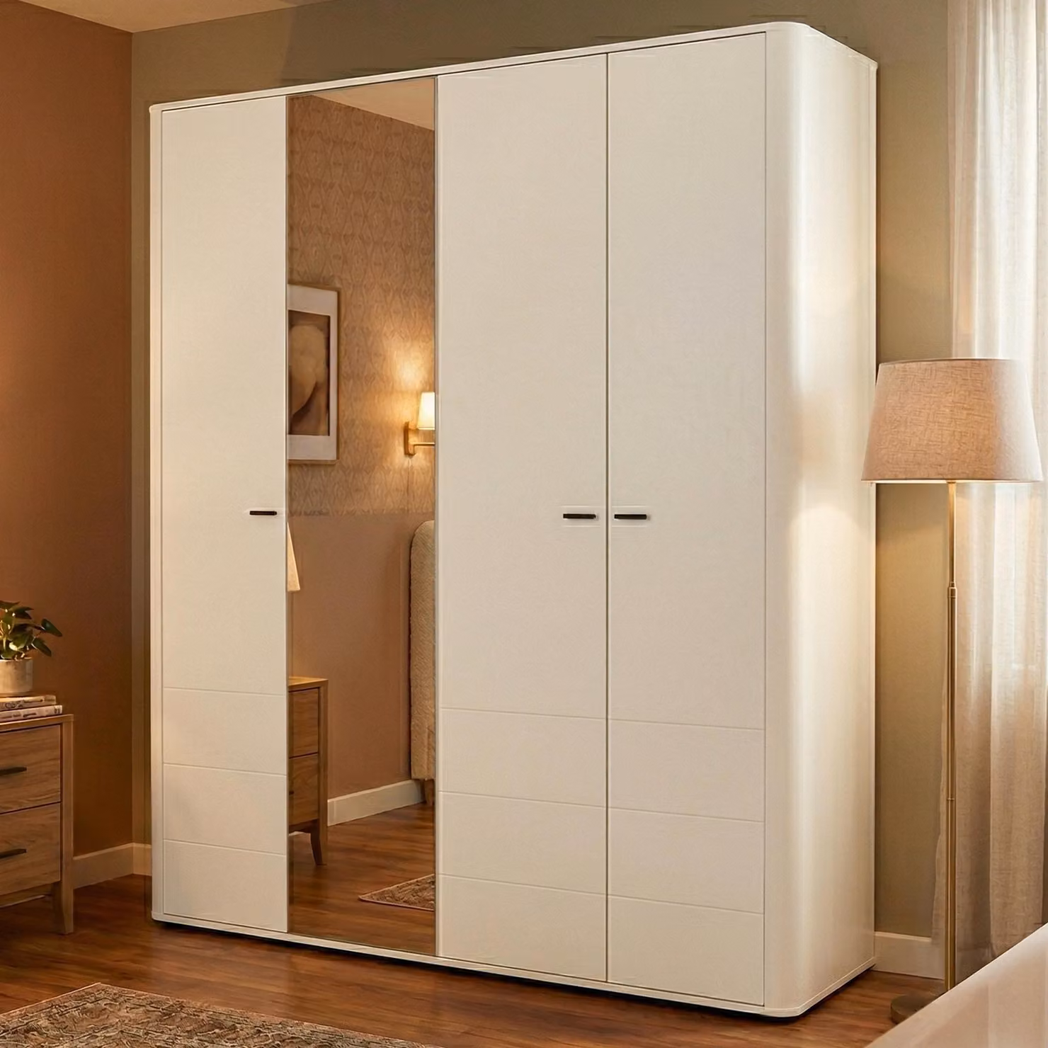 Dmora Guardaroba Grande Bustone 180x211h cm Bianco Crema, 2 Ripiani Appendiabiti