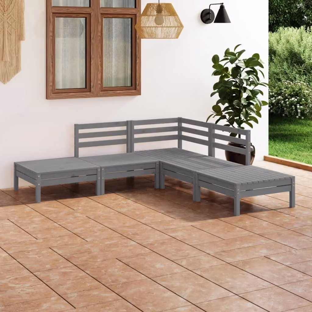 Maison Exclusive - Set Salotto da Giardino 5 pz in Legno Massello di Pino Grigio