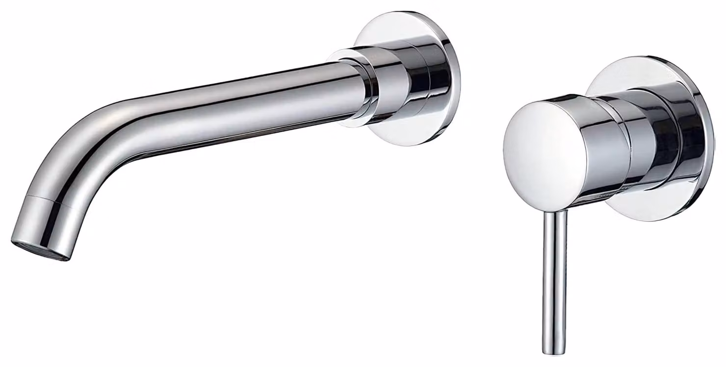 Miscelatore monocomando per lavabo, cromato, con bocca di erogazione di 21 cm, in ottone