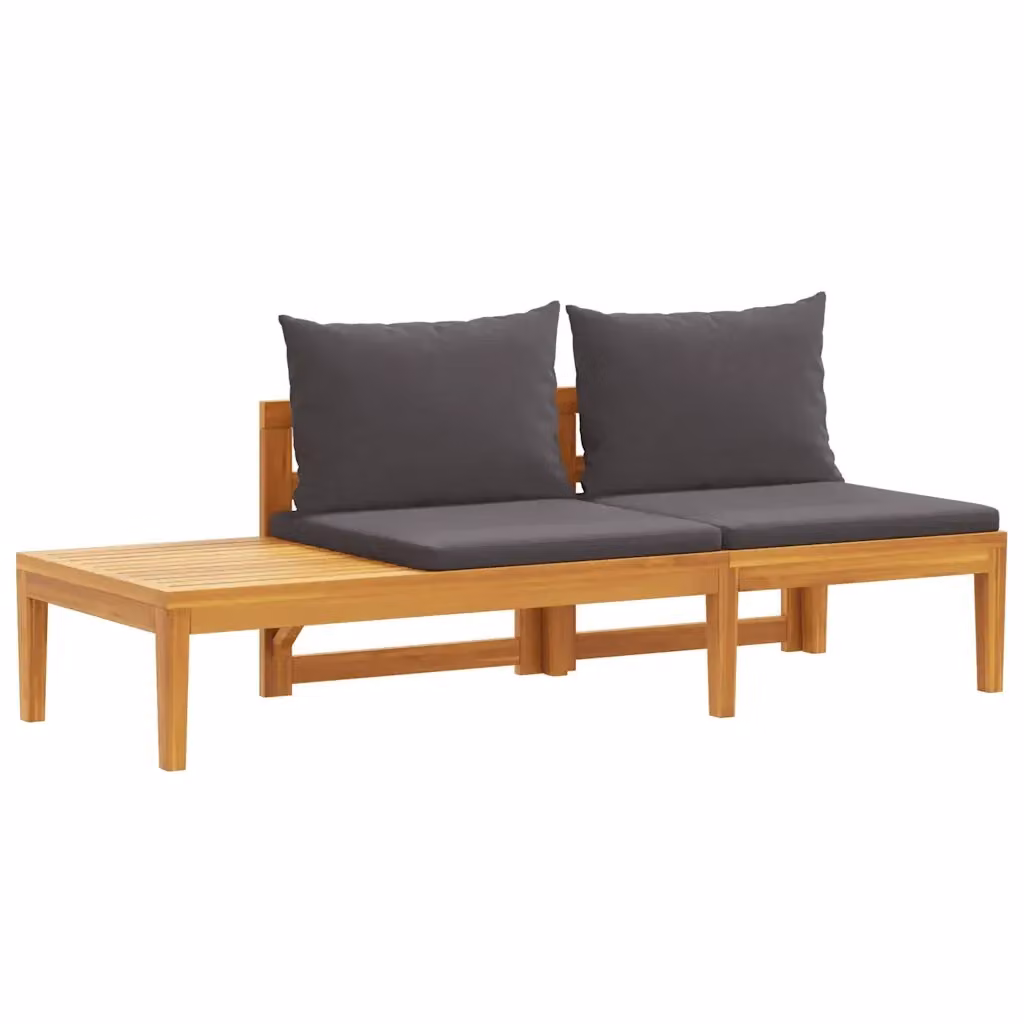 Set da giardino vidaXL composto da tavolo e panca con cuscini in legno di acacia oliato grigio scuro L: 175 cm, P: 66 cm, H: 60 cm – 2