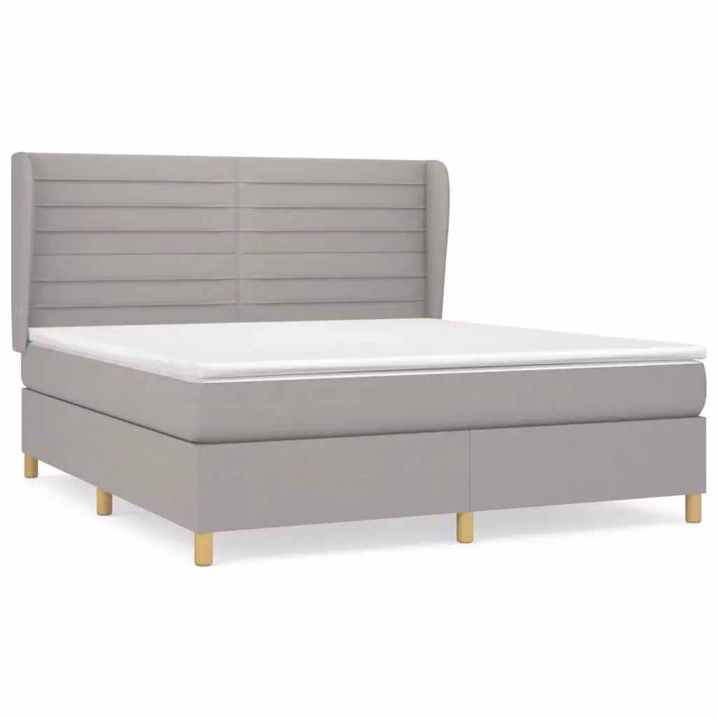 Letto Ibrido vidaXL con Giroletto a Molle e Materasso in Tessuto Grigio e Bianco L/P/H: 160 x 200 x 128 cm – 2