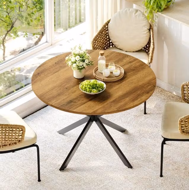 Tavolo rotondo da pranzo Ø120 cm in marrone e nero per 4-6 persone