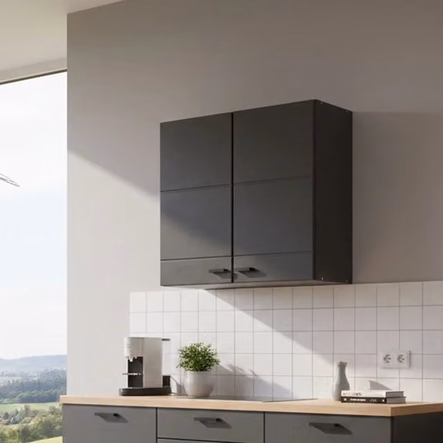 Dispensa da Cucina Palmiano DMORA con un Ripiano, Nero Antracite, L 60 cm x P 30 cm x H 57 cm