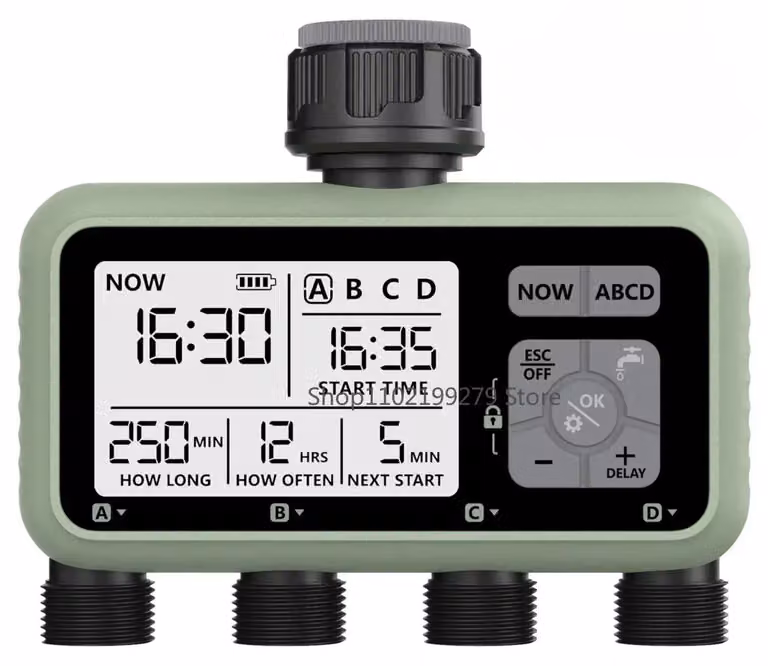 Timer per irrigazione, con 4 uscite, controllo indipendente, conforme agli standard BS EU