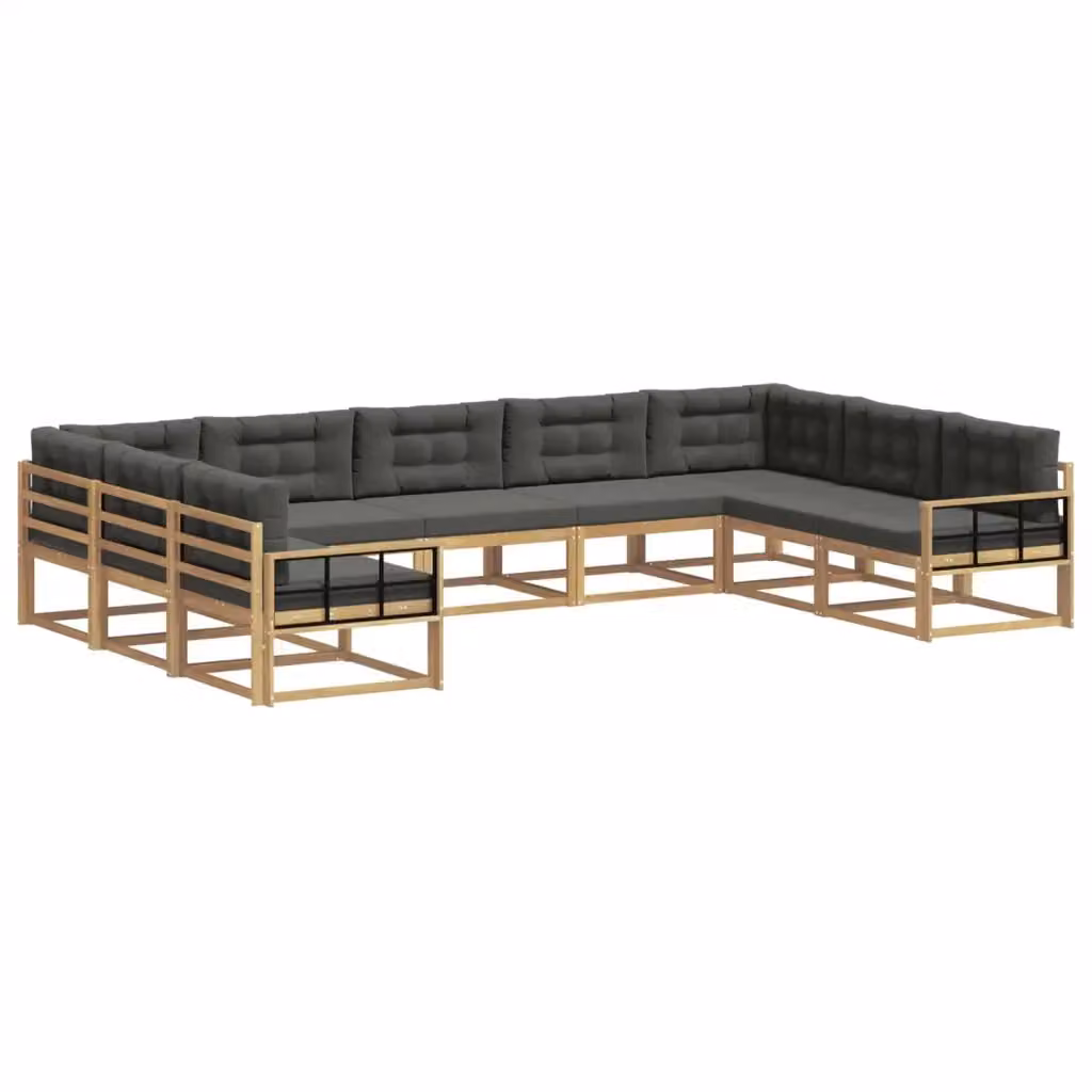 Set di divani da esterno a forma di U vidaXL in legno di acacia con cuscini Bianco e Antracite – 2