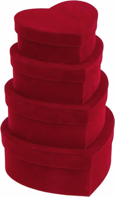 Set regalo Famanu, 4 pezzi - forma a cuore, rosso, decorativo