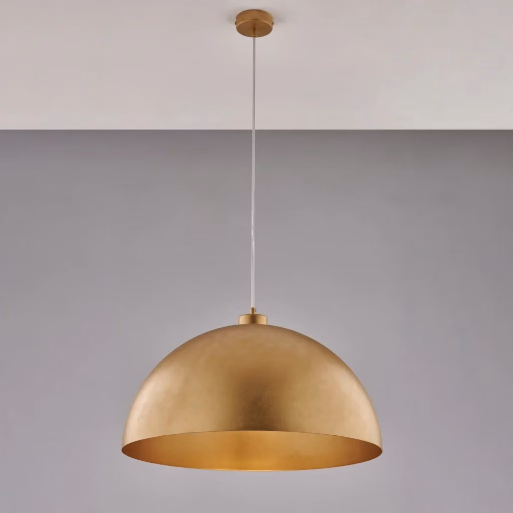 Lampada a sospensione industriale Marcus di BELIGHT in metallo laccato oro, diametro 50 cm – 2