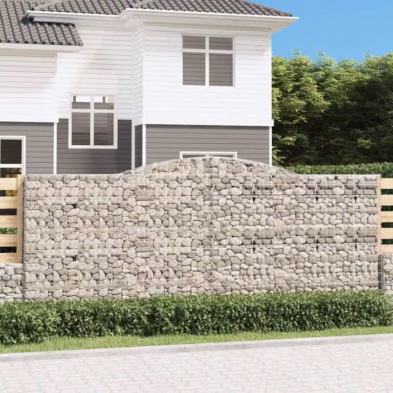 Set di 2 Cesti Gabbioni ad Arco vidaXL in Acciaio Zincato Grigio L: 400 cm, P: 50 cm, H: 160/180 cm