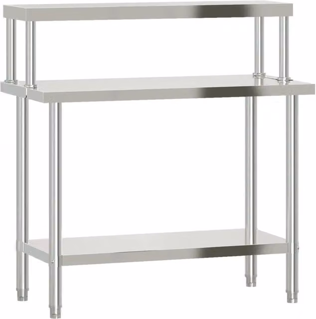 Tavolo da lavoro per cucina in acciaio inox CFW5974118 colore argento con altezza regolabile L: 110 cm, P: 55 cm, H: 120 cm – 1