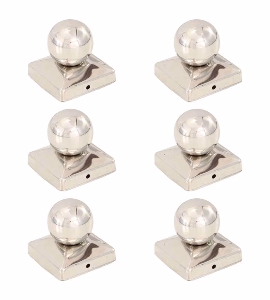Tappi per Pali 6 pz Estremità a Globo in Acciaio Inox 81x81 mm
