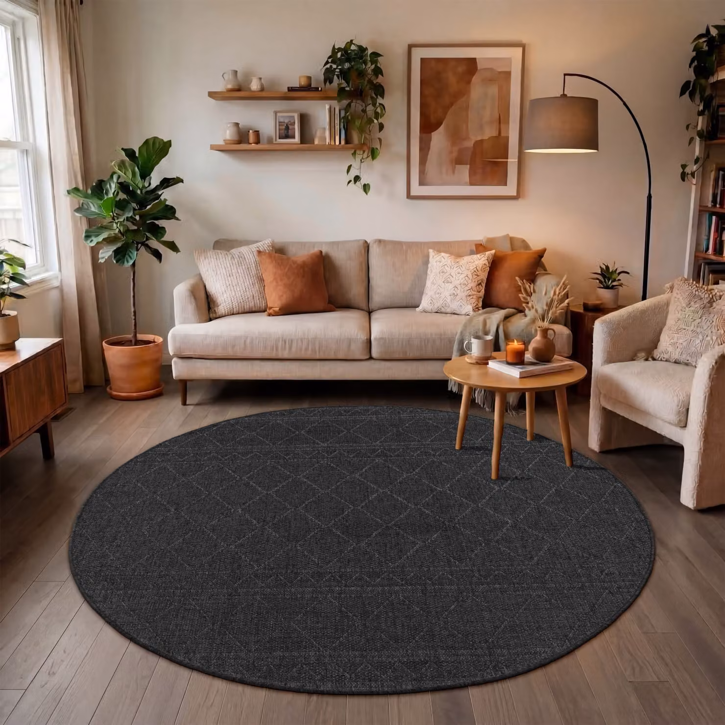 Tappeto rotondo Verona grigio per interni ed esterni, Diametro: 120 cm – 2