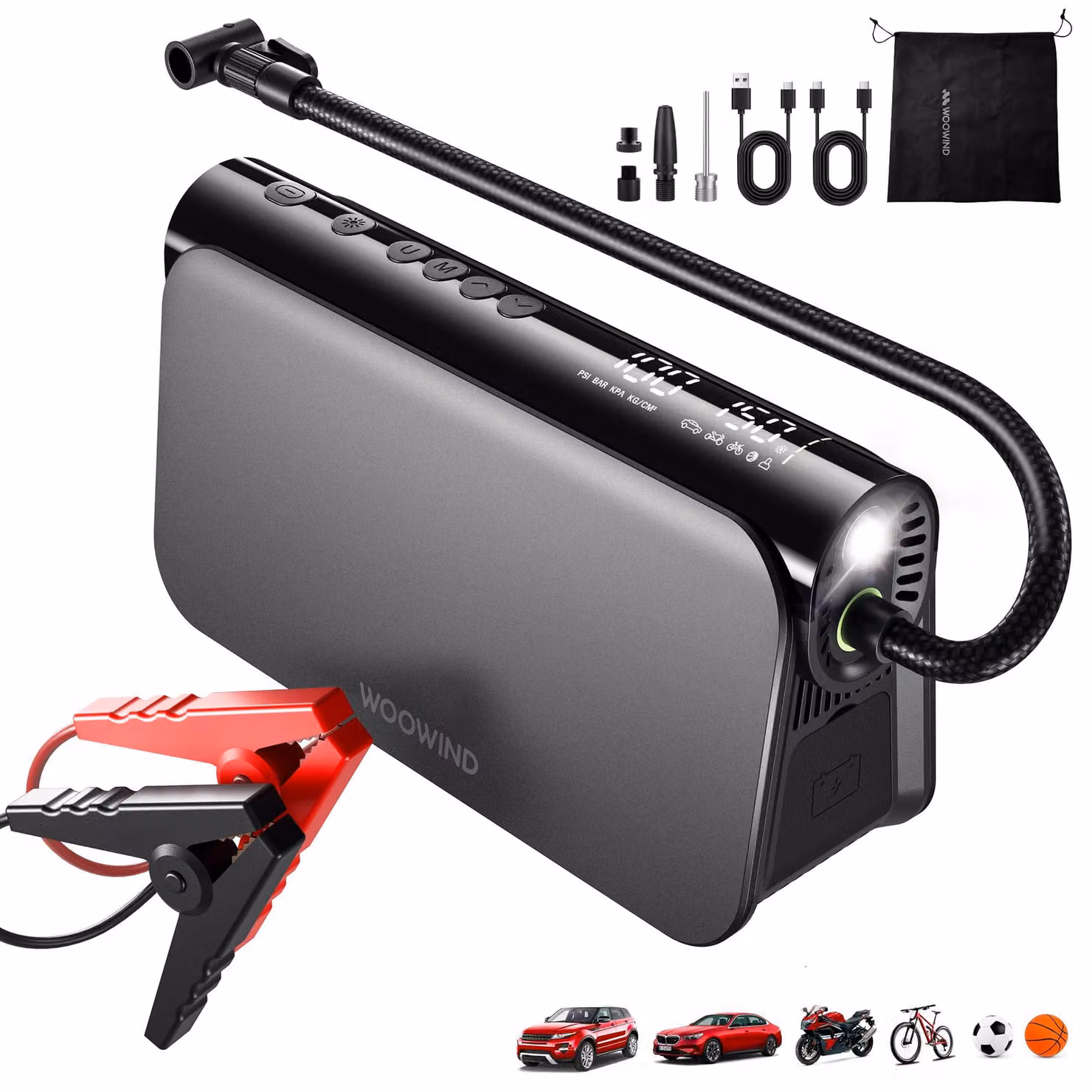 Avviatore di emergenza 3-in-1 per auto, con compressore da 150 PSI/10,3 BAR