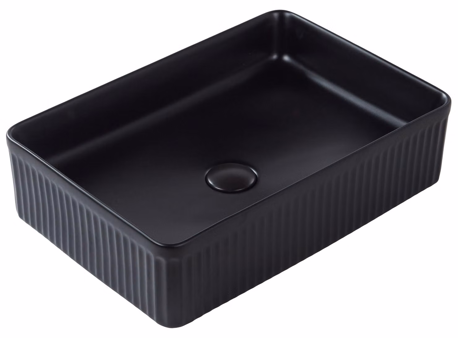 BELIANI Lavandino da bagno in Vetroceramica nera 50 x 34 cm rettangolare opaco in stile moderno