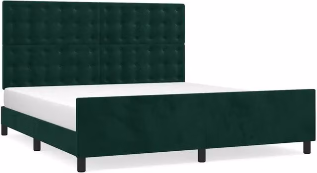 Letto matrimoniale | Letto per adulti | Giroletto con Testiera Verde Scuro 180x200 cm in Velluto