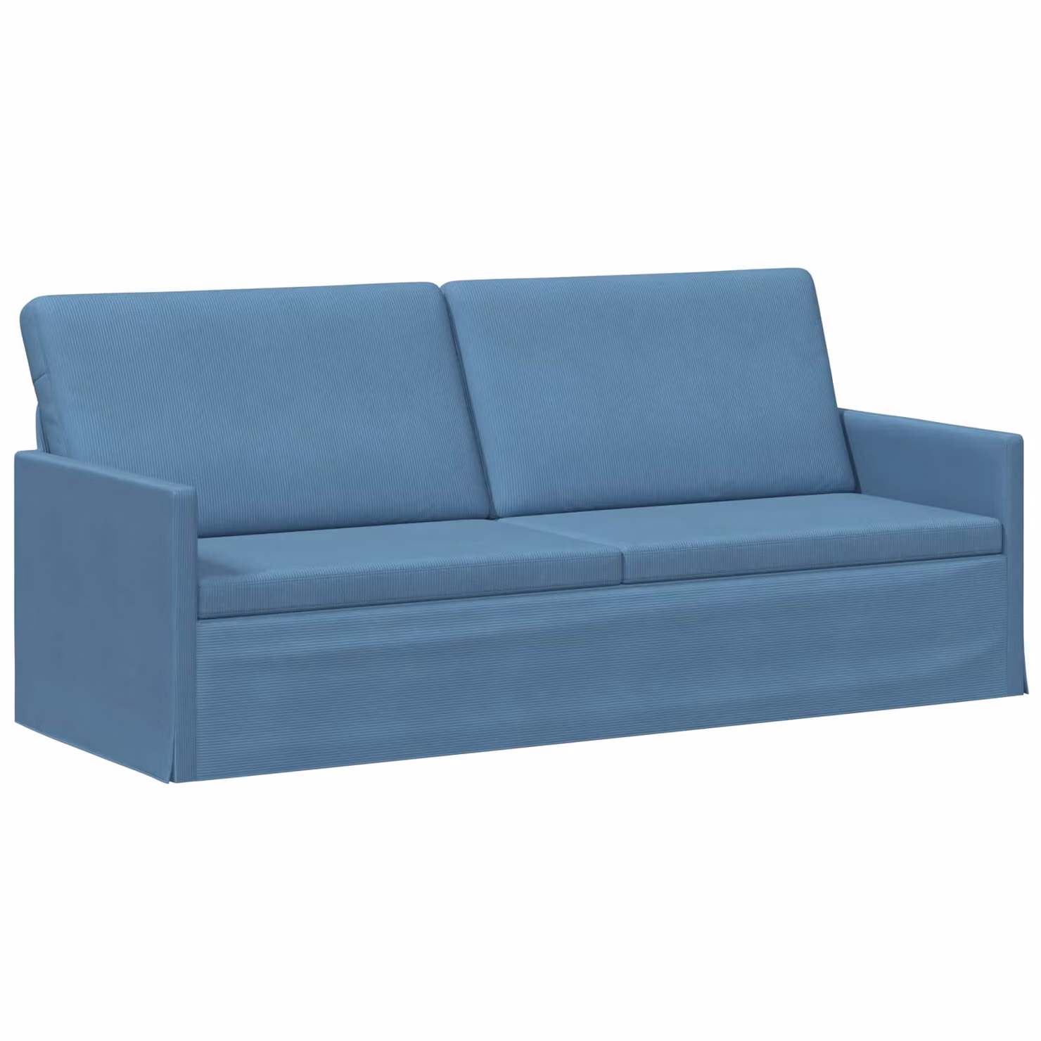 Divano a 3 posti vidaXL Blu in tessuto a coste con struttura in metallo L: 190 cm, P: 81 cm, H: 82 cm