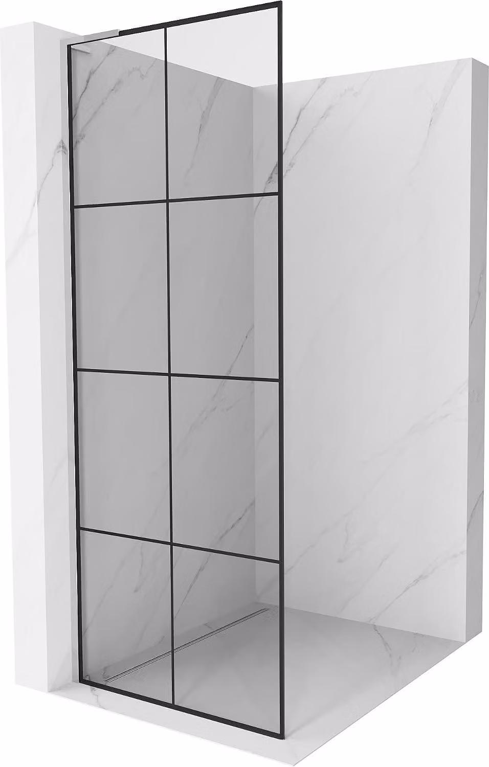 Mexen Kioto L Parete doccia Walk-in 70 x 200 cm, griglia nera, cromo - 800-070-103-01-77