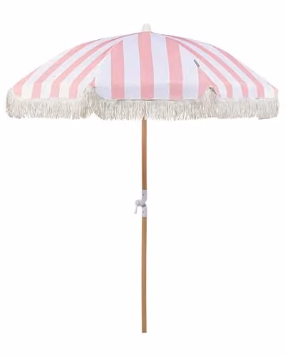 Beliani Retro giardino spiaggia Ombrellone Esterno parasole Faggio Bianco