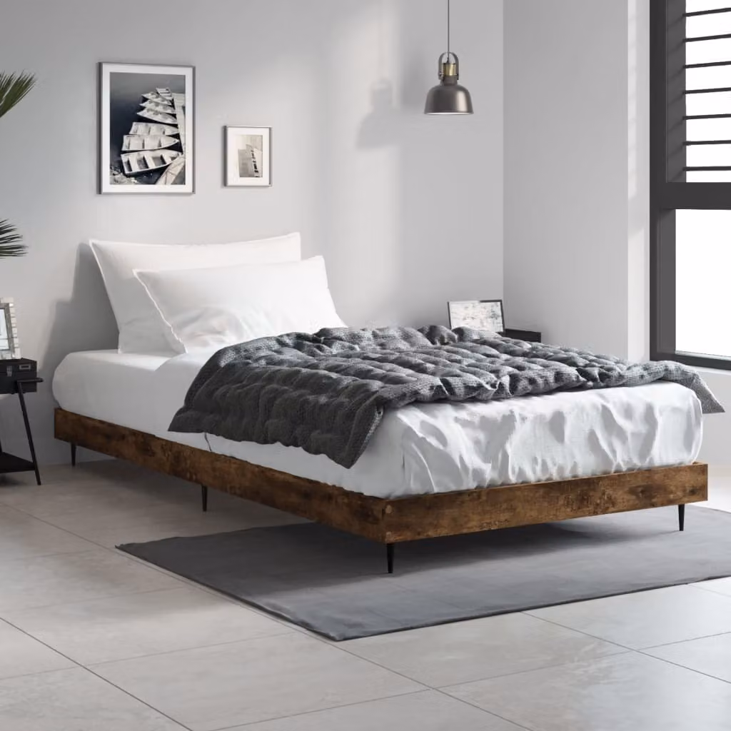 The Living Store struttura letto in rovere fumé 90x200 cm materiale a base di legno