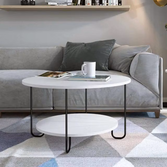 Tavolino da salotto rotondo DMORA Bianco L: 80 cm, P: 80 cm, H: 45 cm